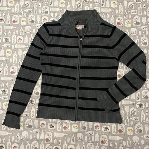 Y2k striped zip up sweater - Picture 1 of 7